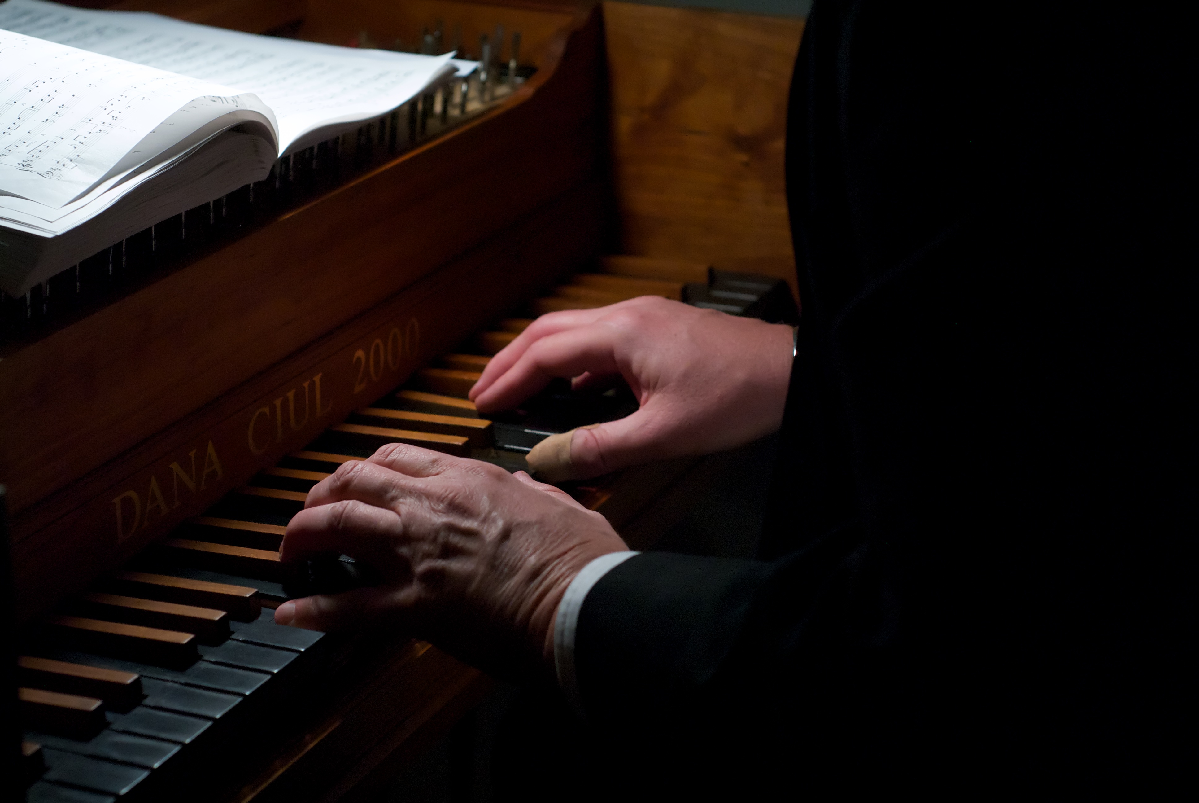 Richard Thomas performs at the harpsichord [Photo &copy; 2011 by Stephen Cooper]
